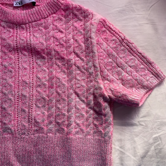 ZARA WOMAN FW23 PINK CABLE KNIT METALLIC SWEATER SIZES Medium 4331/136 - Picture 5 of 7